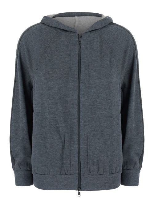 Cotton-Silk Blend Hoodie — Gray