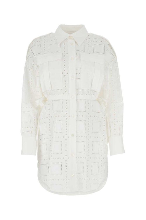 Broderie-anglaise Buttoned Mini Shirt-dress