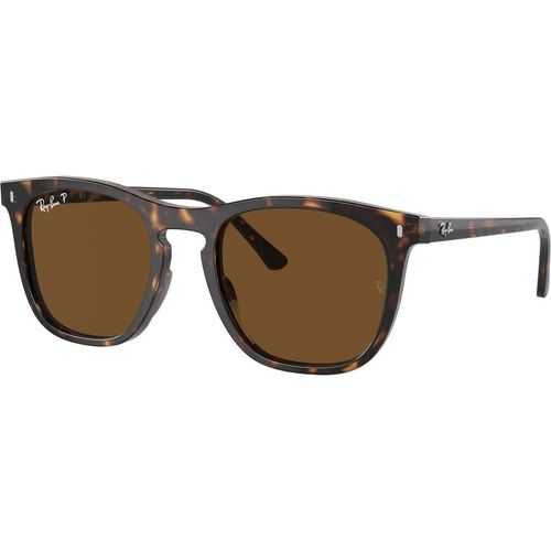 Ray - Ban Unisex Ray - Ban RB2210 902/57 Sunglasses Acetate Turtle Brown Squared Polarized