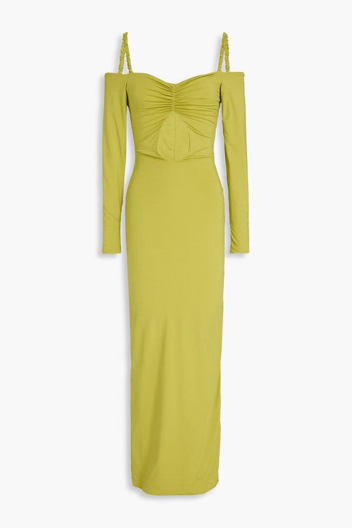 Calice off-the-shoulder cutout stretch-jersey maxi dress - Green - ONESIZE
