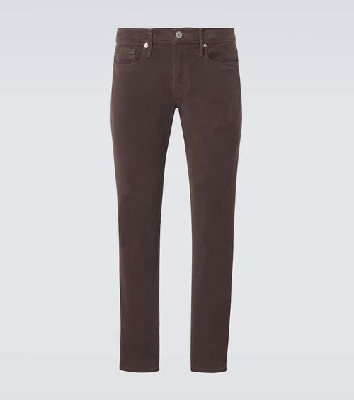 Mid-rise twill slim pants