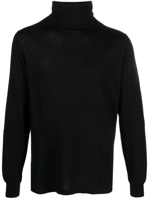 Roll-neck wool-blend jumper - Black