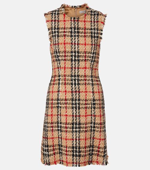 Check bouclé minidress