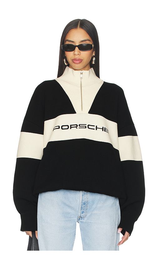 Porsche x Revolve Jet Knit Half Zip in Black & Ivory. XL also in
