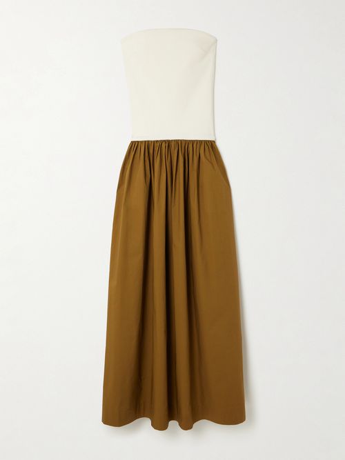 Duo Strapless Stretch-knit And Cotton-poplin Maxi Dress - Cream