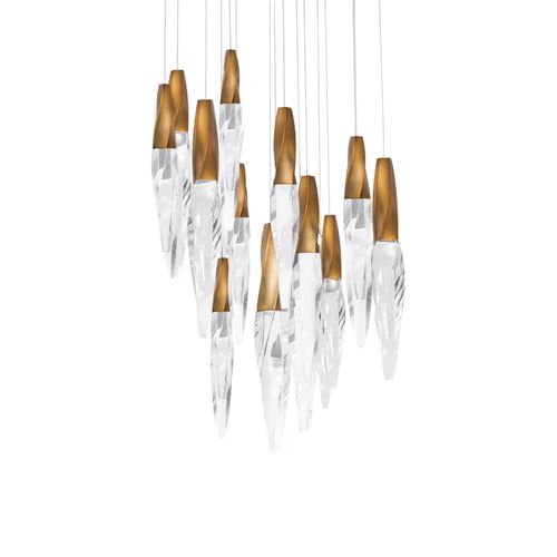Kindjal 15-Light LED Pendant in Aged Bra