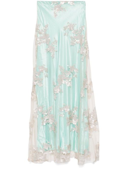 Floral sequin-embellished maxi skirt - Green