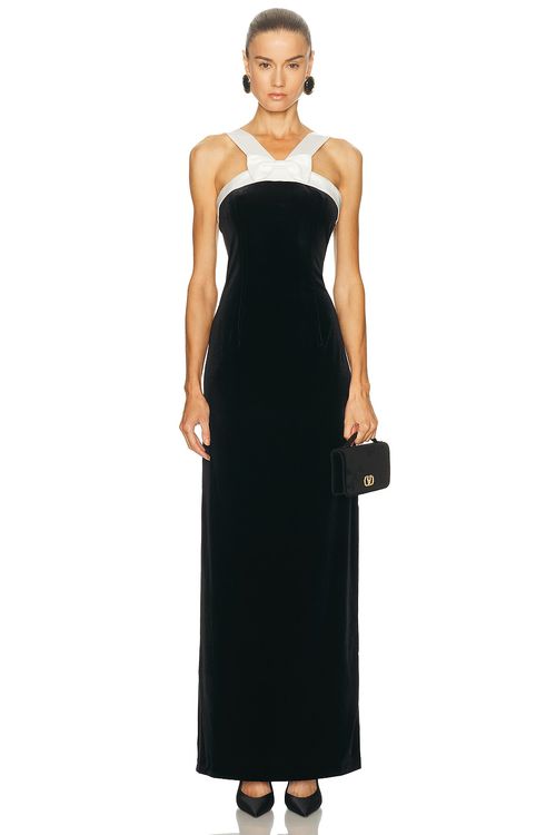 SANS FAFF Esme Bowed Dress in Black & White - Black. M also in L