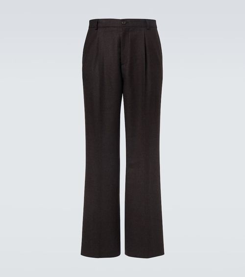 Wool flannel wide-leg pants