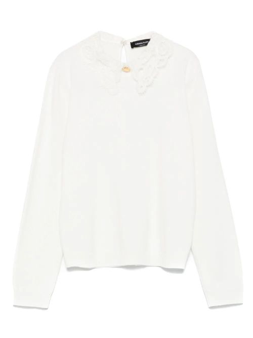 Lace-Trimmed Sweater — White