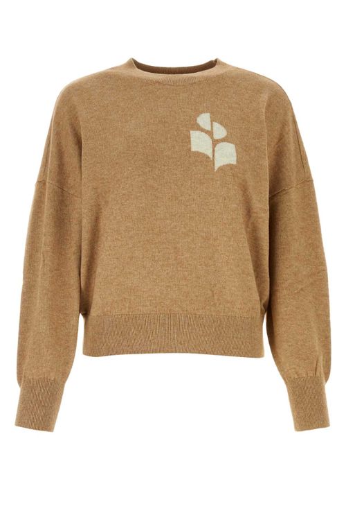 Logo-Intarsia Cotton-Blend Knit Sweater — Camel