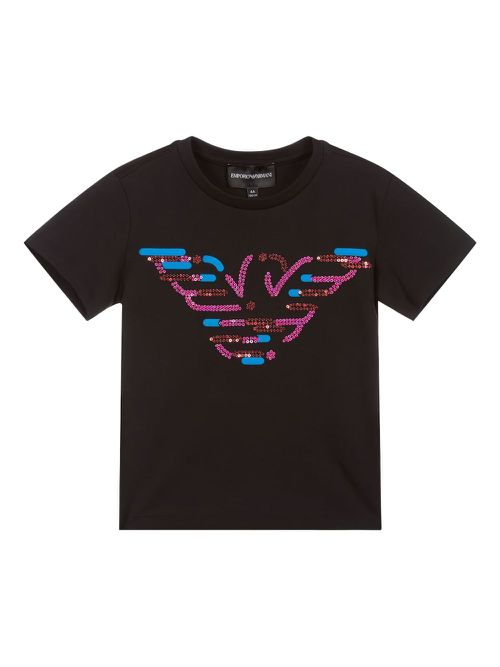 Sequin-embellishment logo-detail T-shirt - Black
