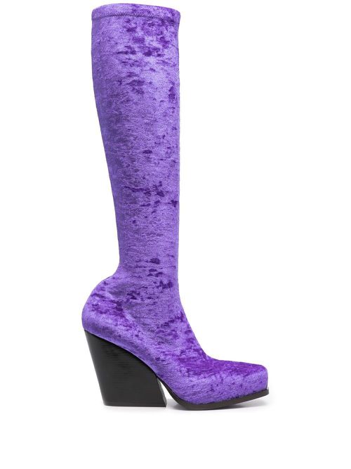 Velour knee-high boots - Purple