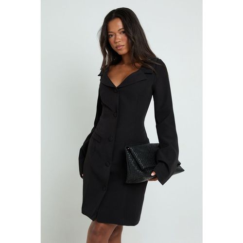 Boohoo Womens Tall Bardot Fitted Blazer Dress - Black