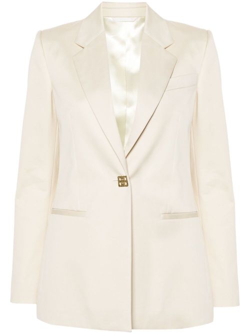 Notched-lapels single-breasted blazer - Neutrals