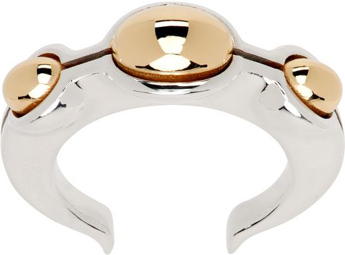 Bottega Veneta Silver & Gold Open Band Ring