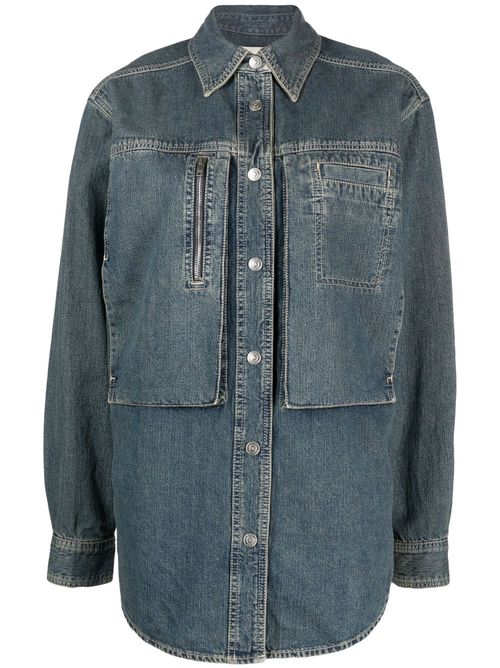 Stonewashed denim overshirt - Blue