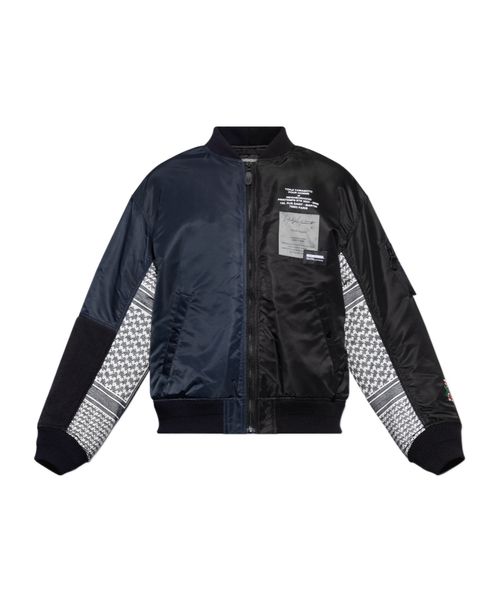 Contrast-sleeve bomber jacket