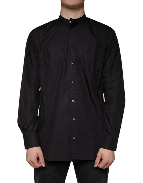 Cotton Button-Down Shirt — Black