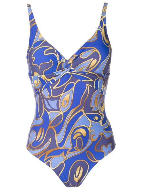 Graphic-print swimsuit - Blue