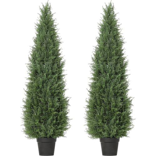 Garvee 2 PCS Artificial Cedar Topiary Trees in UV Resistant Design with Weighted Base for Porch, Patio, Wedding