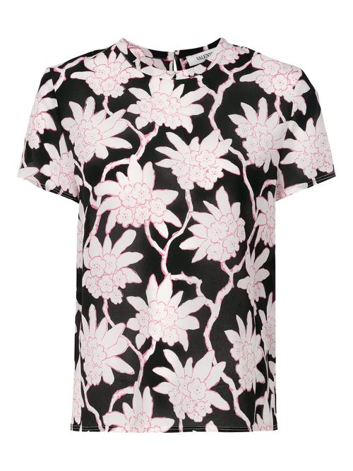 Floral-print T-shirt - Black