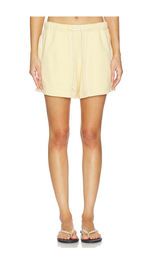 DONNI. The Eco-terry Stripe Short in Lemon. XXS. Also in XS, S, M