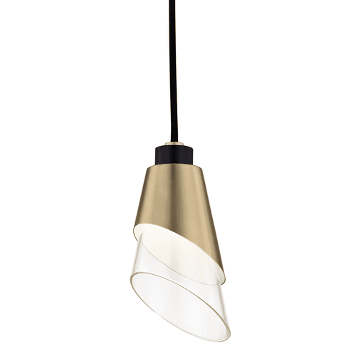 Mitzi Angie 8" Pendant Light in Aged Brass and Black