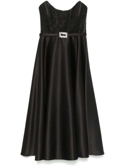 Corset-style taffeta midi dress - Black