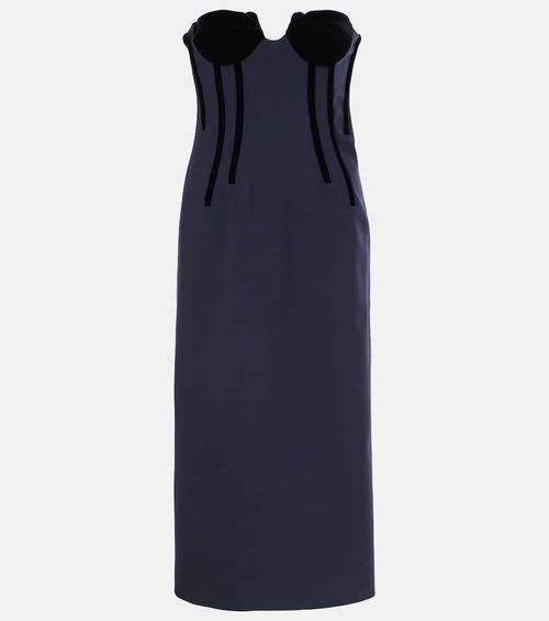 Anemone wool-blend bustier midi dress