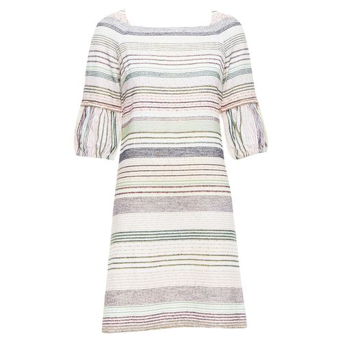 Multicolor tweed chain trimmed sleeve dress