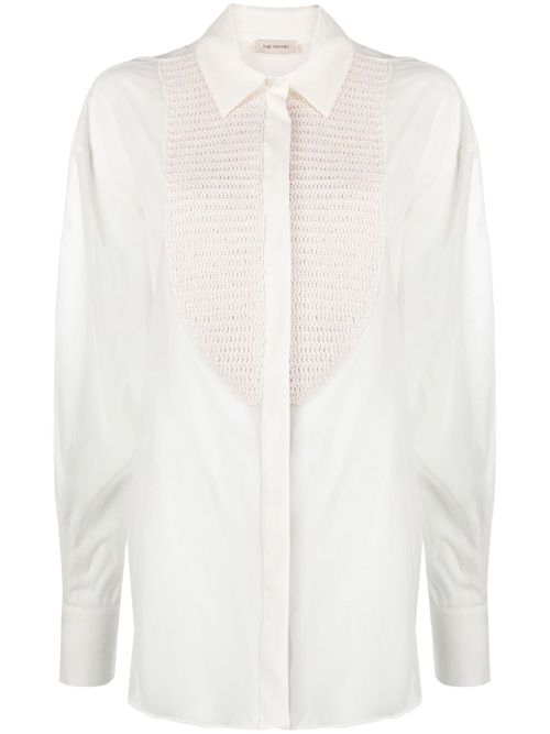 Tebulos knitted-panel shirt - Neutrals