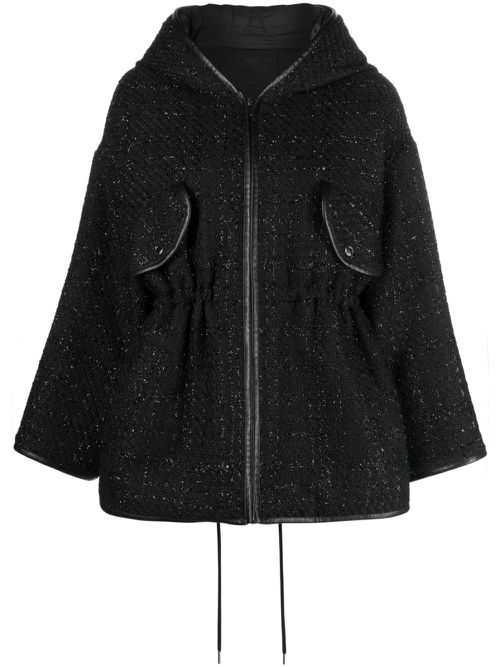 Double face hooded coat - Black