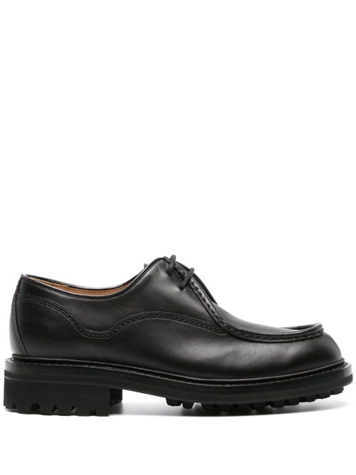 Lace-up leather boat shoes - Black