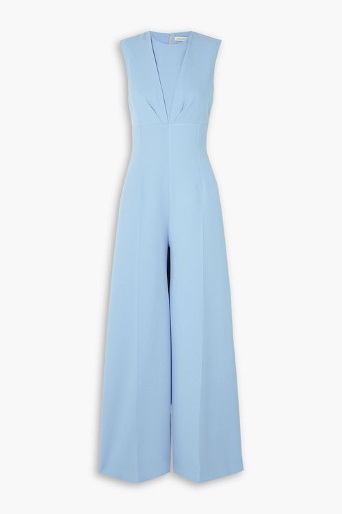 Whitney gathered wool-crepe jumpsuit - Blue - UK 18