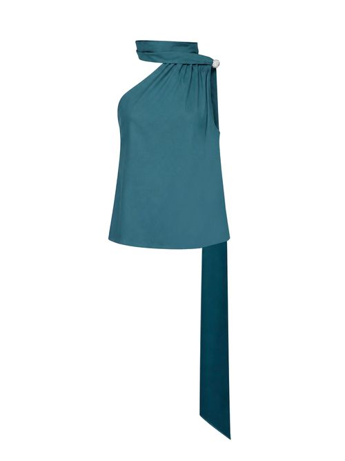 One-Shoulder Virgin Wool Tunic — Green
