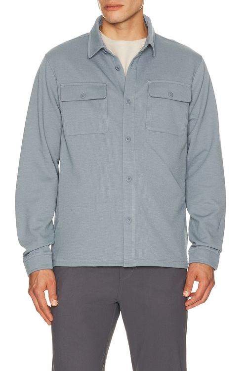 Vuori Waffle Shirt Jacket in Blue