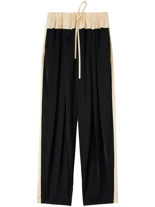 Panelled drawstring straight-leg track pants - Black