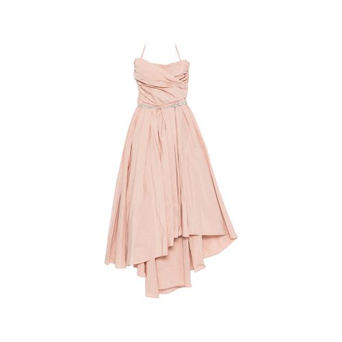 Strapless Ruched Asymmetric Midi Dress