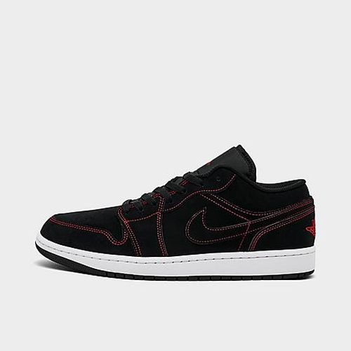 Men's Air Retro 1 Low Casual Shoes in Black/White/University Red