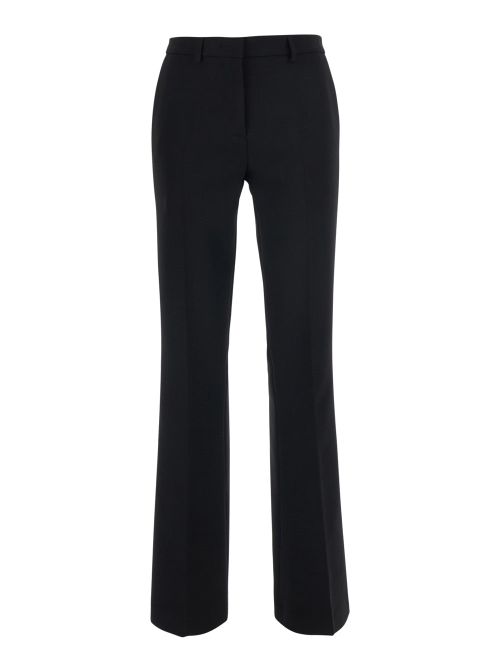 High-Waisted Flare Trousers — Black
