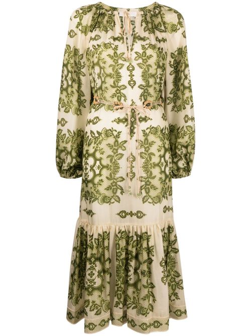 Raie floral-print belted dress - Green