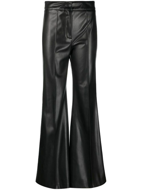 Faux-leather flared trousers - Black