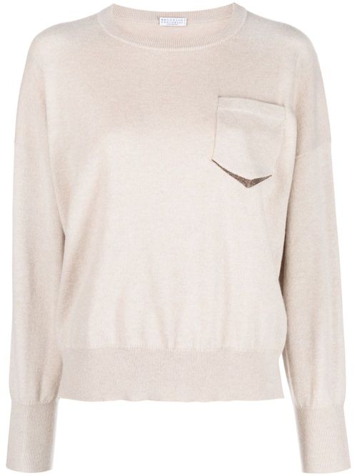 Long-sleeve cashmere jumper - Neutrals