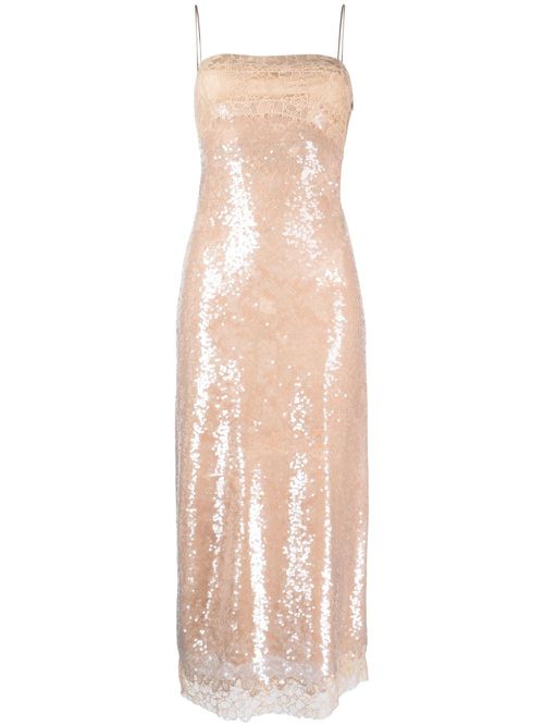 Valentina sequin-embellished dress - Neutrals