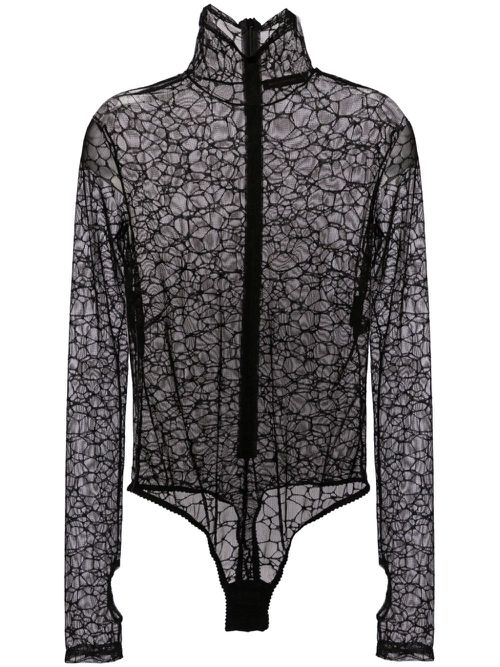 Crystalline roll-neck top - Black