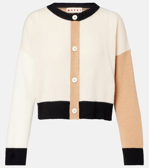 Colorblocked cashmere cardigan