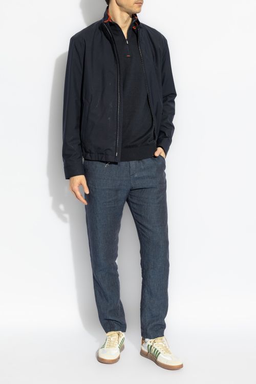 Sweater With Zip-up Collar, Men's, Navy Blue