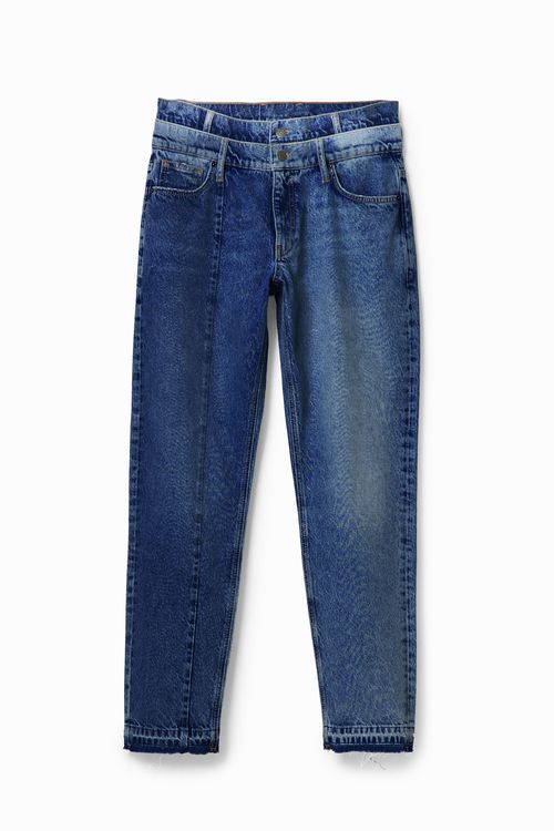 Double-waist carrot jeans