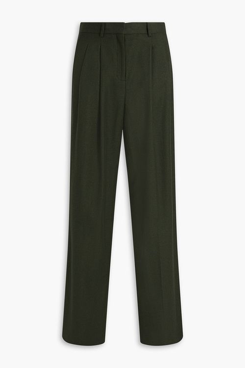 Wool-flannel wide-leg pants - Green - US 0